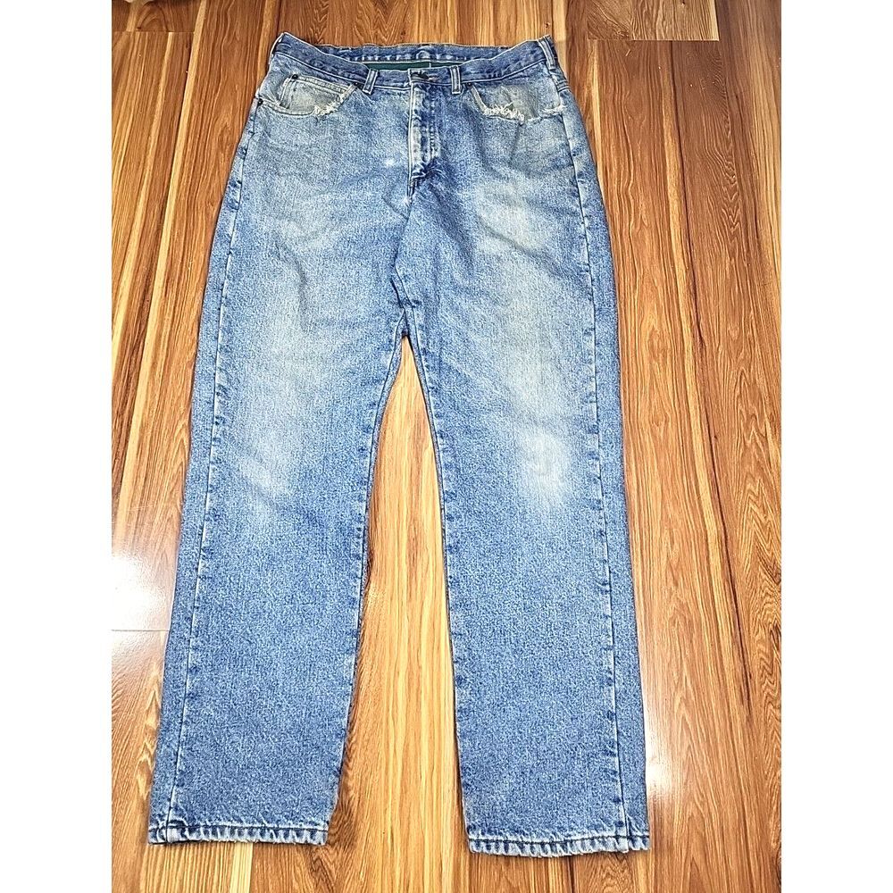 LL Bean Flannel Lined Jeans Double L Classic Fit Men's Size‎ 35x31 Medium Wash
